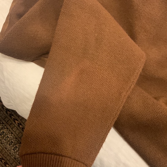 Vintage Oversized Knit Cardigan Sweater with Suede Panels and Lace Up Detail - Picture 16 of 16